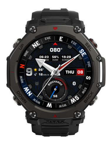 Amazfit T-Rex 3 Pro 3,81 cm (1.5") AMOLED 48 mm Digital 480 x 480 pixels Ecrã táctil Preto Wi-Fi GPS